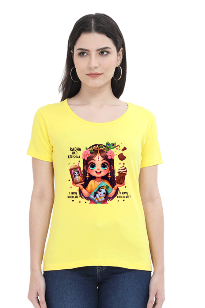 Radha Had Krishna Janmashtami Women T Shirts New Yellow