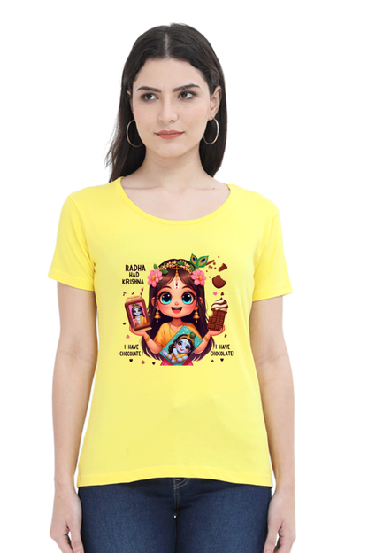 Radha Had Krishna Janmashtami Women T Shirts New Yellow