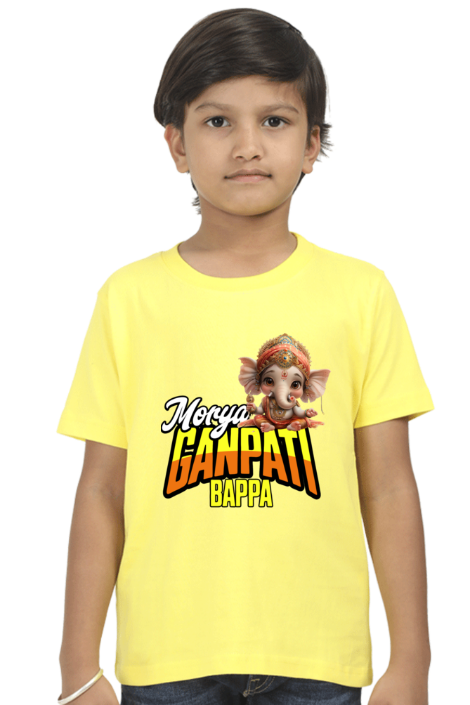 Ganpati Bappa Morya 2 Ganesh Chaturthi Boy's T Shirts New Yellow