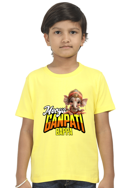 Ganpati Bappa Morya 2 Ganesh Chaturthi Boy's T Shirts New Yellow