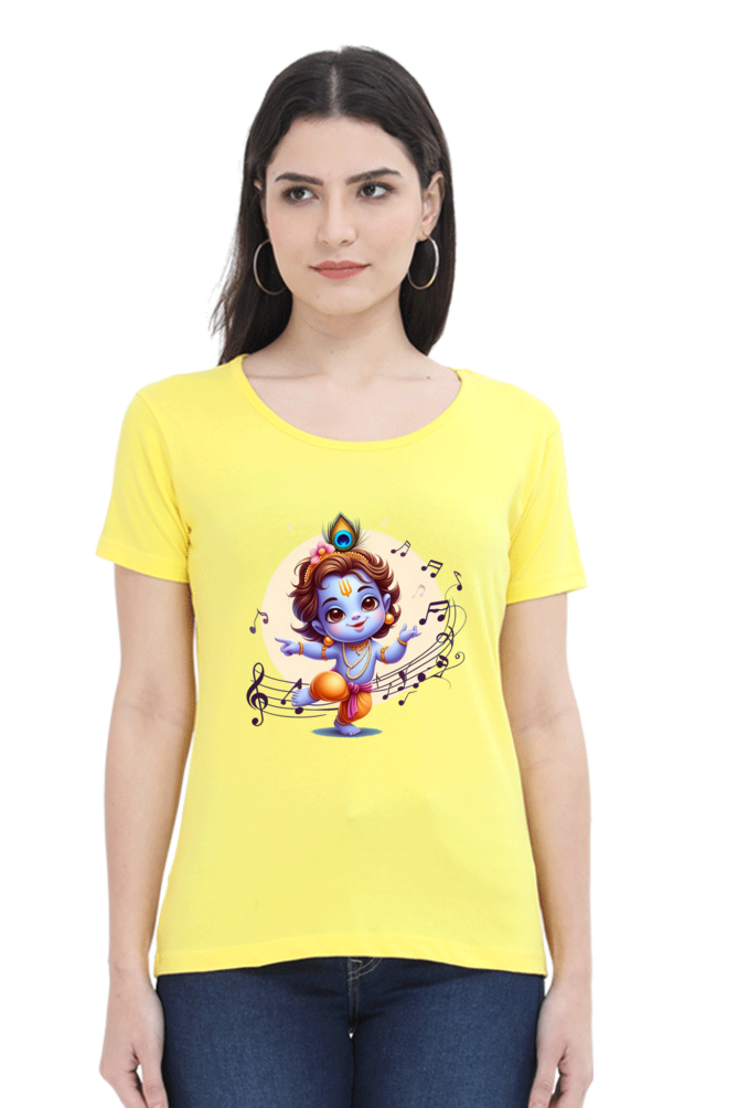 Little Krishna Janmashtami Women T Shirts New Yellow