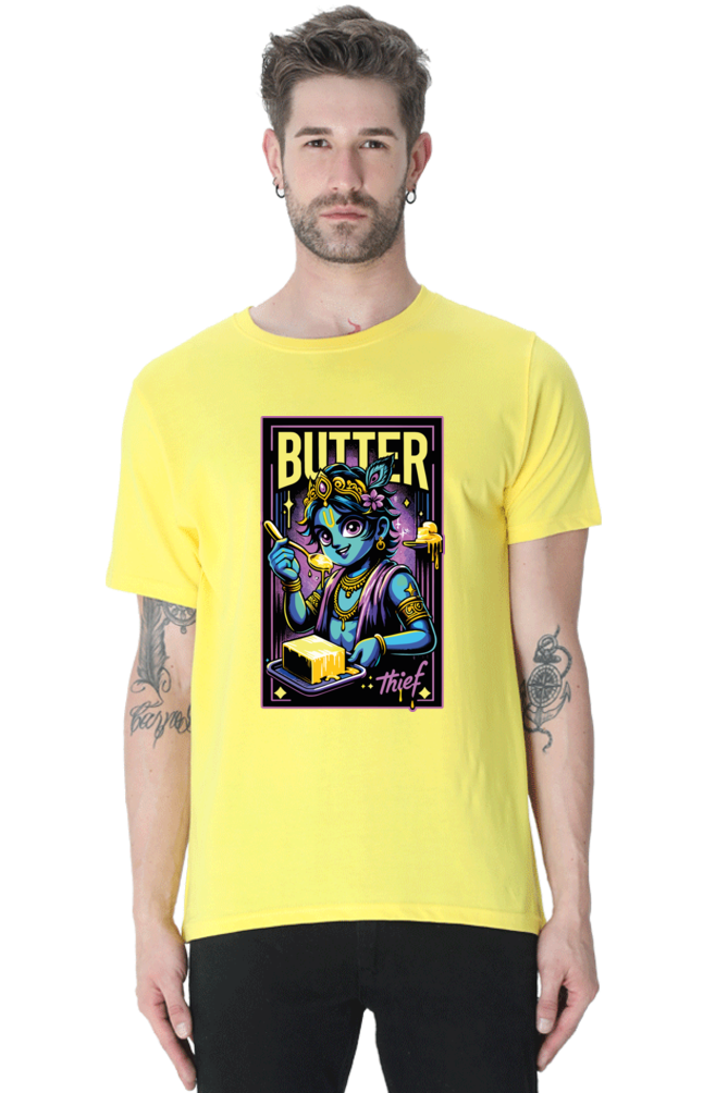 Butter Thief Janmashtami Men's T Shirts New Yellow