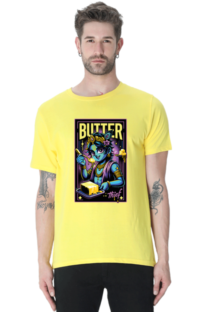 Butter Thief Janmashtami Men's T Shirts New Yellow