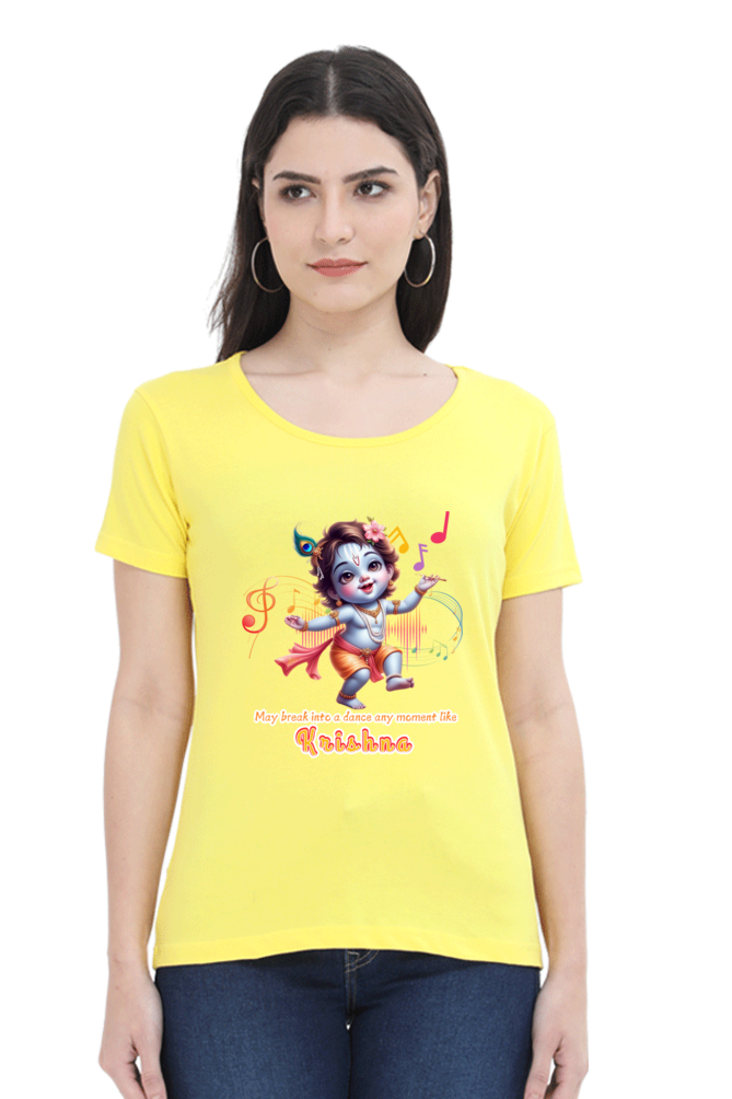 Krishna Janmashtami Women T Shirts New Yellow