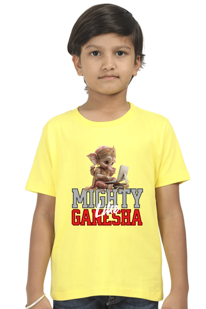 Mighty Like Ganesha Ganesh Chaturthi Boy's T Shirts New Yellow