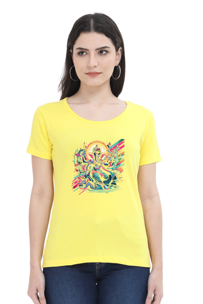 Lord Ganesha 3 Printed Ganesh Chaturthi Women T Shirts