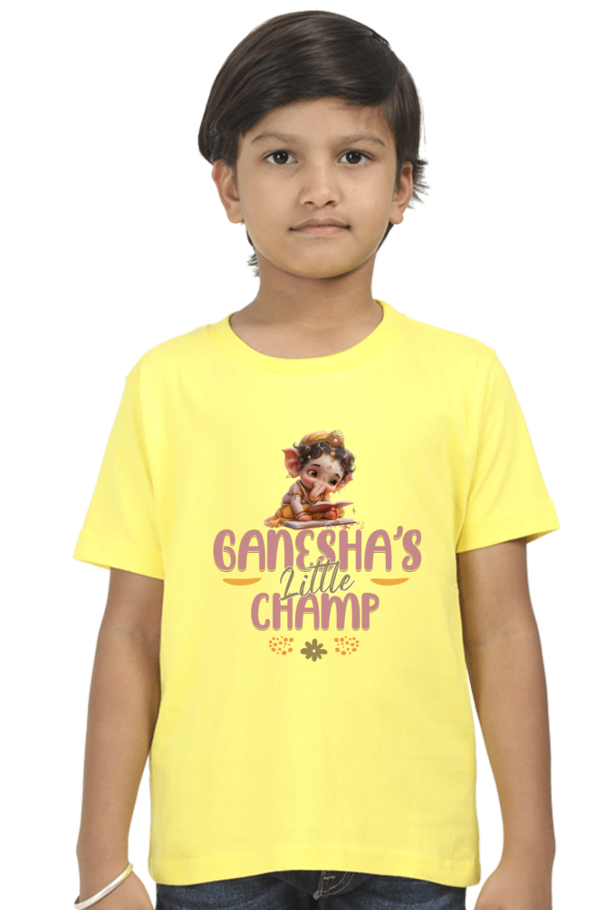 Ganesha's Little Champ Ganesh Chaturthi Boy's T Shirts New Yellow