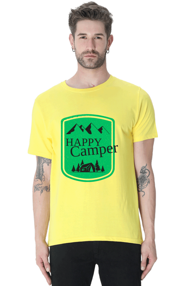 Happy Camper Men's T Shirt New Yellow