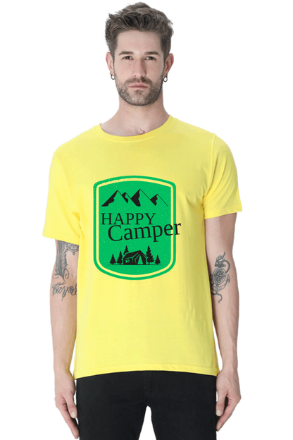 Happy Camper Men's T Shirt New Yellow