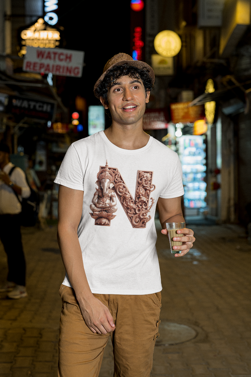 Stylish N Alphabet Ganesh Chaturthi Mens Tshirts