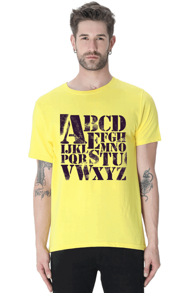 ABCD Men's T Shirt New Yellow