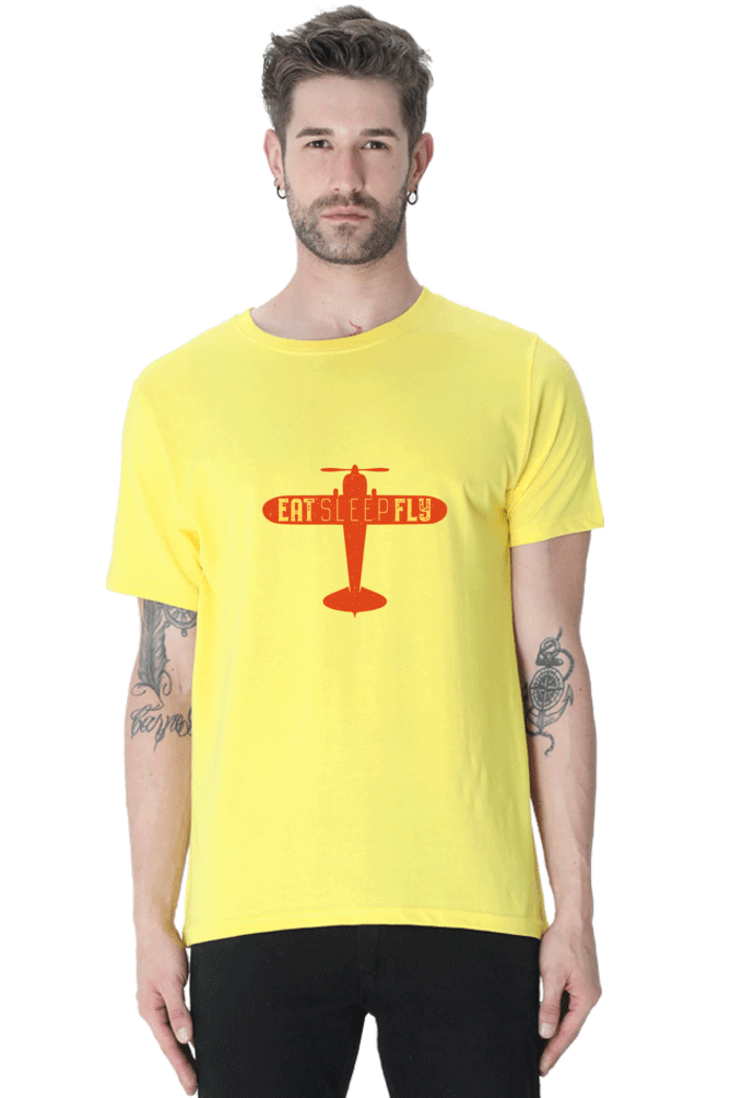 Eat Sleep Fly Men's T Shirt New Yellow