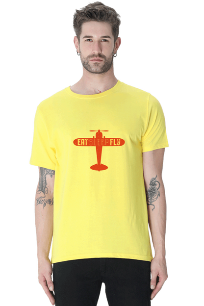 Eat Sleep Fly Men's T Shirt New Yellow