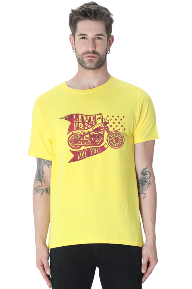 Live Fast Men's T Shirts New Yellow