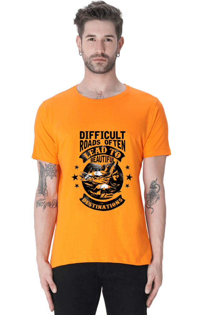 Difficult Roads Men's T Shirts Orange