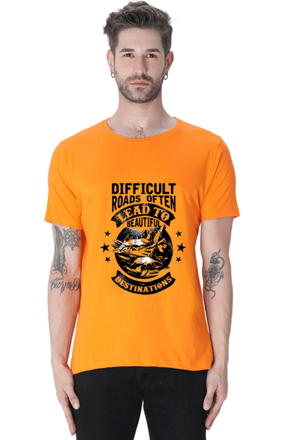 Difficult Roads Men's T Shirts Orange