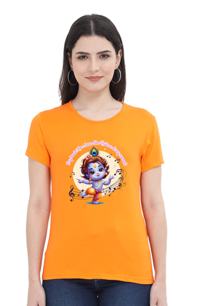 Dance Like Krishna Janmashtami Women T Shirts Orange