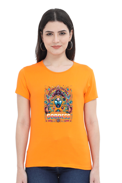 Durga Puja Bengali T Shirt For Women 3 Orange