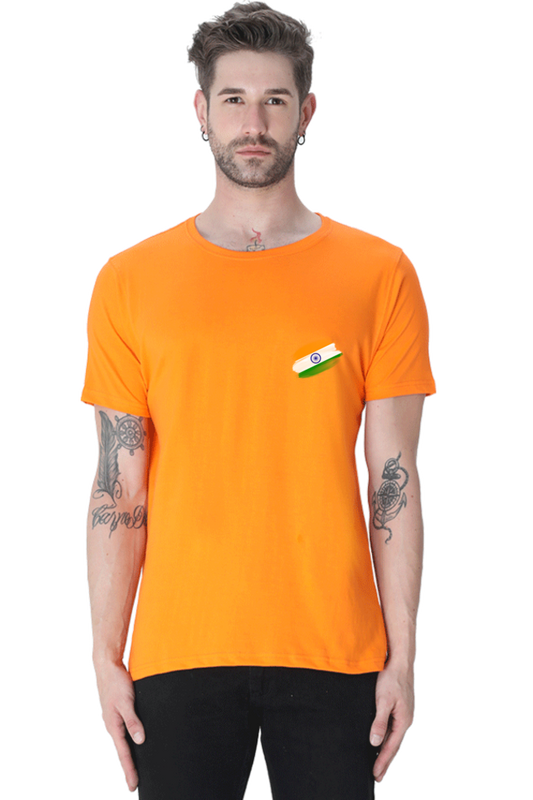 Indian National Flag Independence Day Mens T Shirts Orange