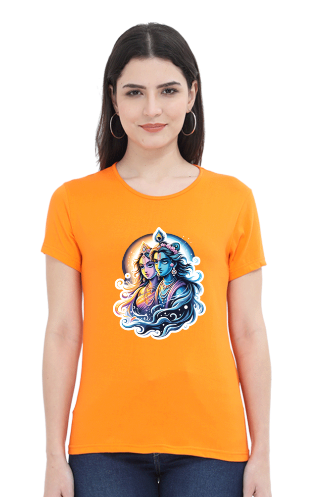 Radha Krishna 2 janmashtami Women T Shirts Orange