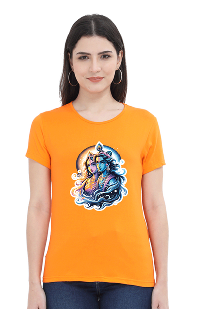 Radha Krishna 2 janmashtami Women T Shirts Orange