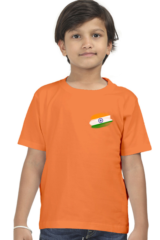 Indian Flag Independence Day T Shirts for Boys Orange