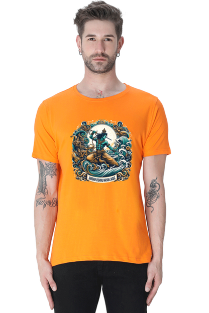 Sarvam Vishnu Mayam Jagat Janmashtami Men's T Shirts Orange