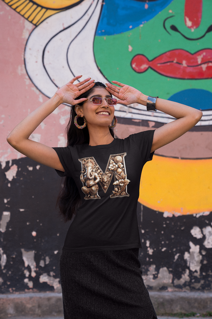 Stylish M Alphabet Ganesh Chaturthi Women T Shirts