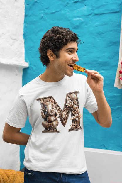 Stylish M Alphabet Ganesh Chaturthi Mens Tshirts