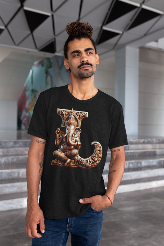 Stylish L Alphabet Ganesh Chaturthi Mens Tshirts