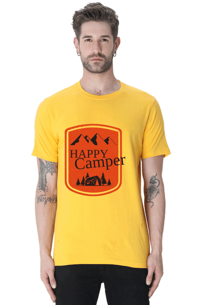 Happy Camper Men's T Shirt Golden Yellow