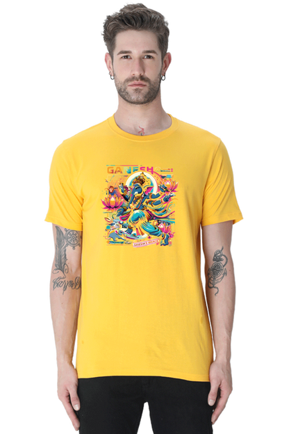 Ganesha's Grace 1 Printed Ganesh Chaturthi Men's T Shirts Golden Yellow