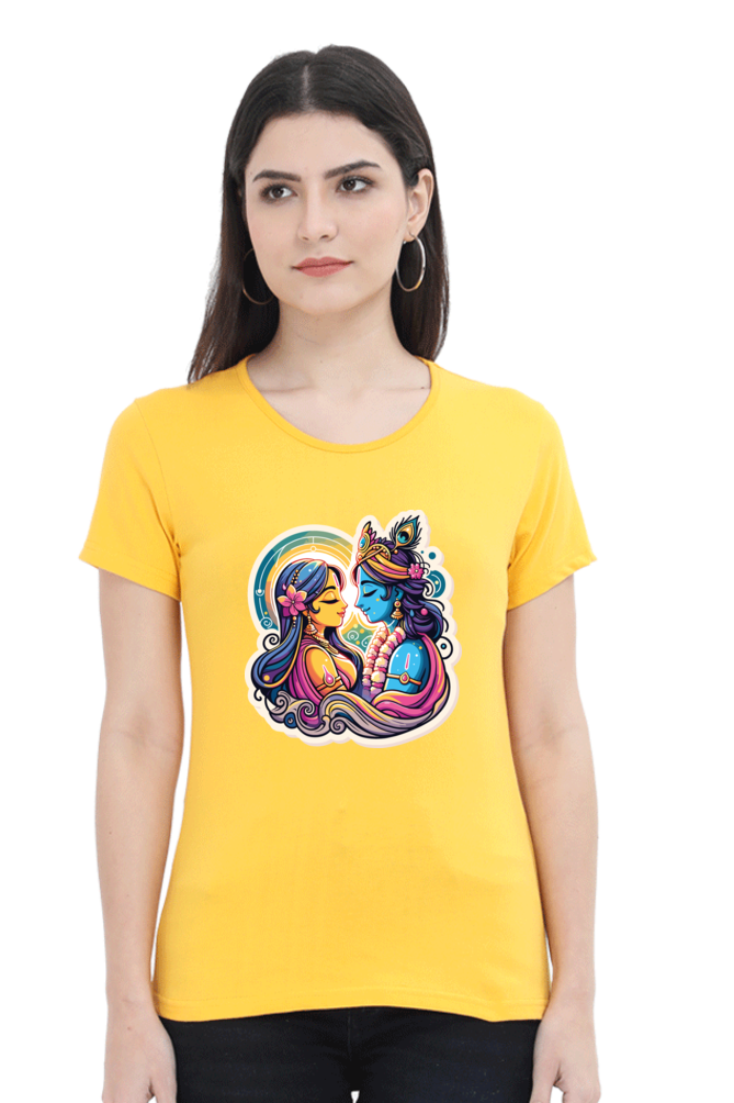 Radha Krishna janmashtami Women T Shirts Golden Yellow