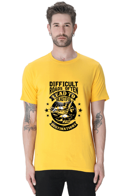 Difficult Roads Men's T Shirts Golden Yellow