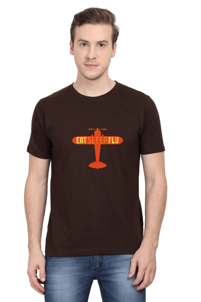 Eat Sleep Fly Men's T Shirt Coffee Brown