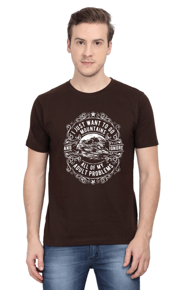 I Just Want To Go Mountains Men's T Shirt Coffee Brown