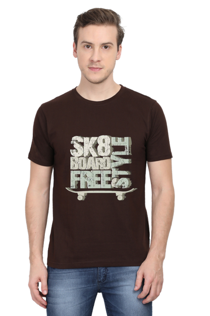 Skate Board Free Style Men's T Shirt Coffee Brown