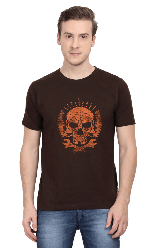 Half Sleeve Men's T Shirts Coffee Brown