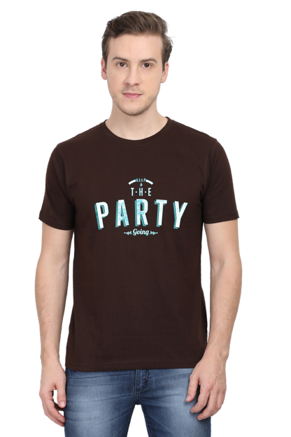 Party Going Men's T Shirts Coffee Brown