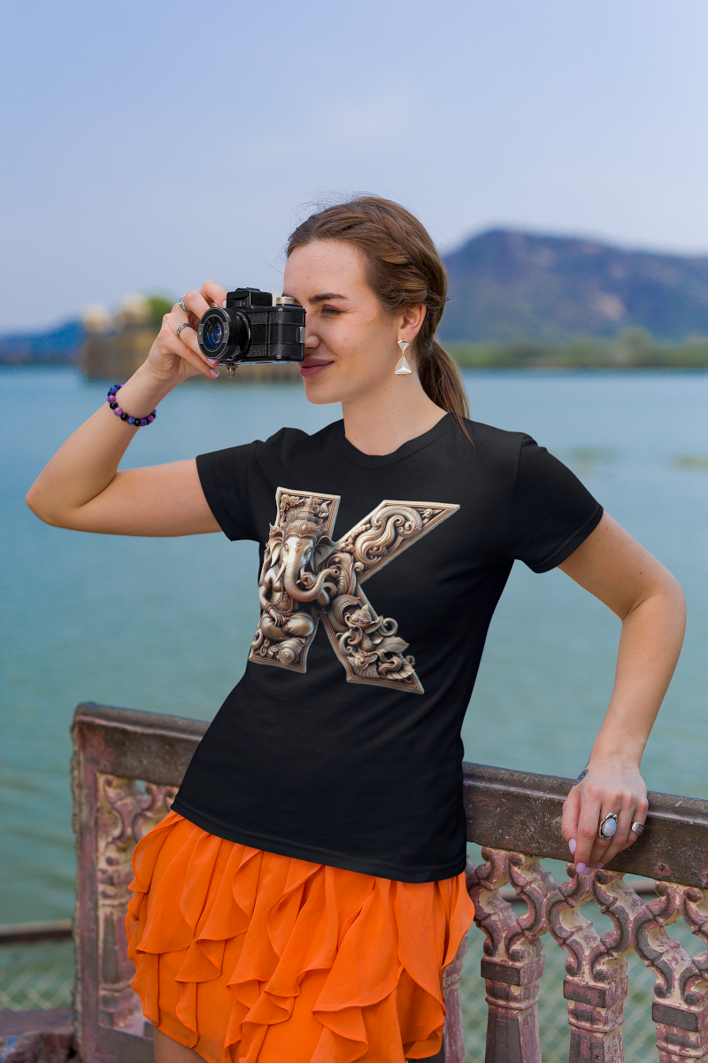 Stylish K Alphabet Ganesh Chaturthi Women T Shirts