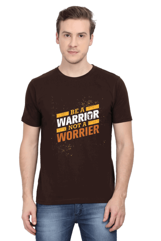 Be A Warrior Not A Worrier Men's T Shirt Coffee Brown