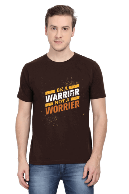 Be A Warrior Not A Worrier Men's T Shirt Coffee Brown