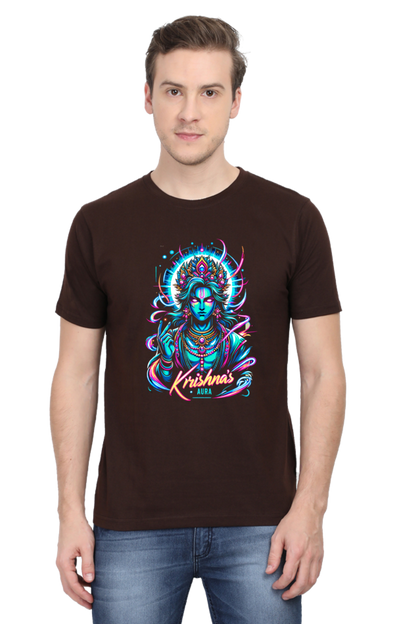 Krishna's Aura Janmashtami Men's T Shirts Coffee Brown