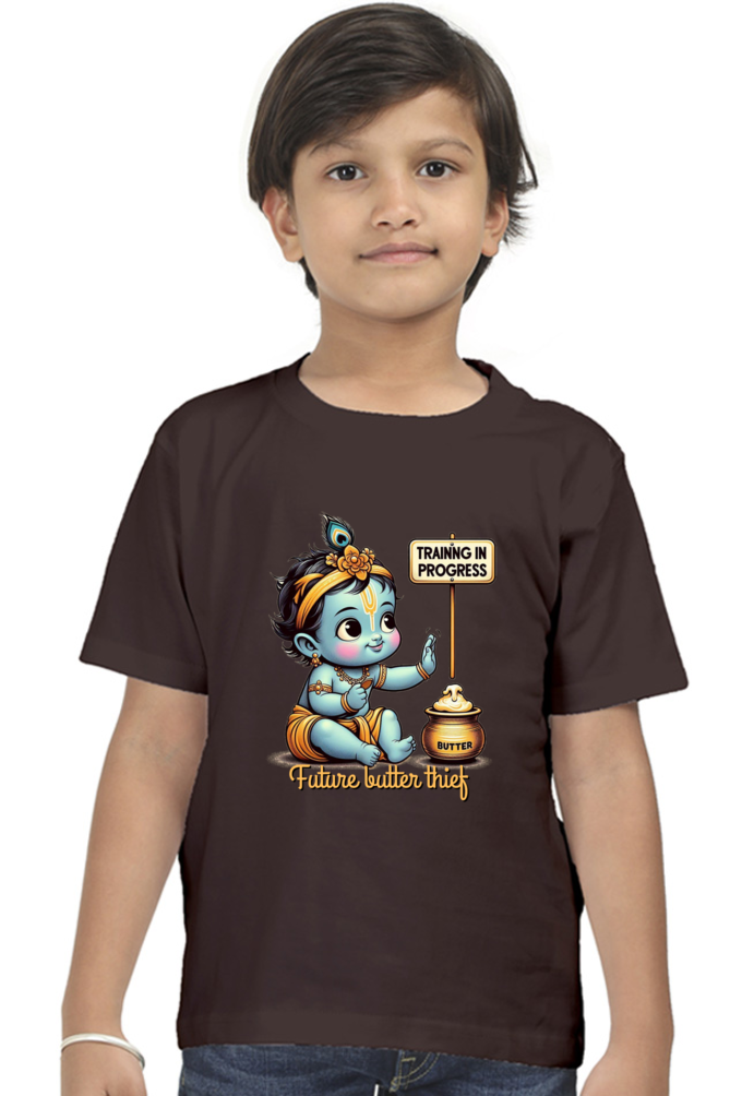 Future Butter Thief Janmashtami Boy's T Shirts Coffee Brown