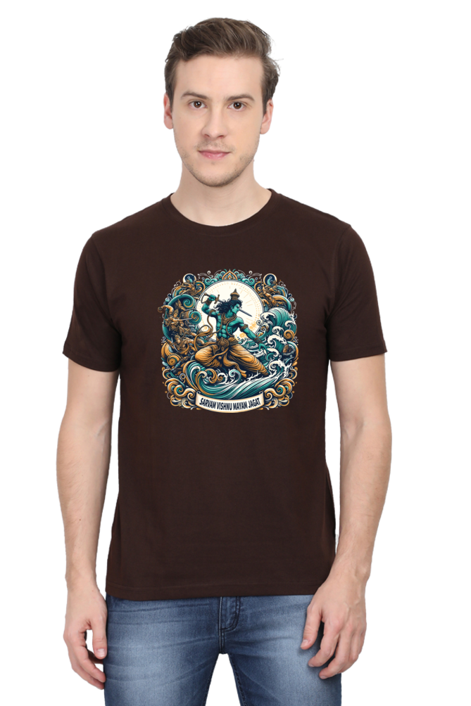 Sarvam Vishnu Mayam Jagat Janmashtami Men's T Shirts Coffee Brown