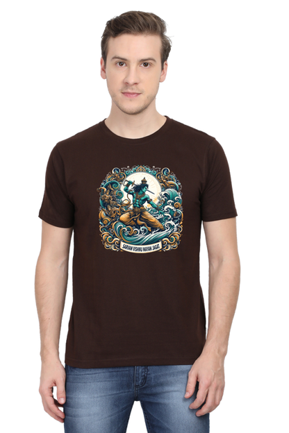 Sarvam Vishnu Mayam Jagat Janmashtami Men's T Shirts Coffee Brown