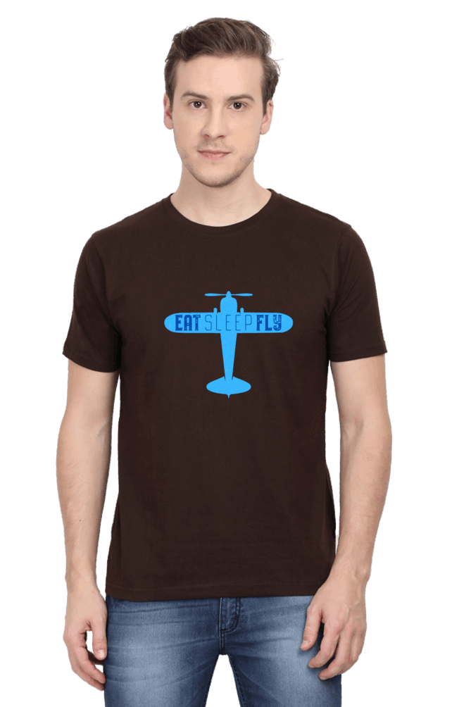 Eat Sleep Fly Men's T Shirt Coffee Brown