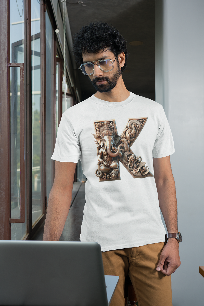 Stylish K Alphabet Ganesh Chaturthi Mens Tshirts