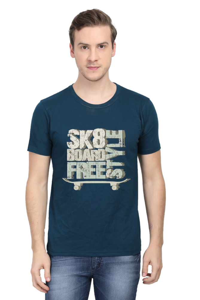 Skate Board Free Style Men's T Shirt Petrol Blue