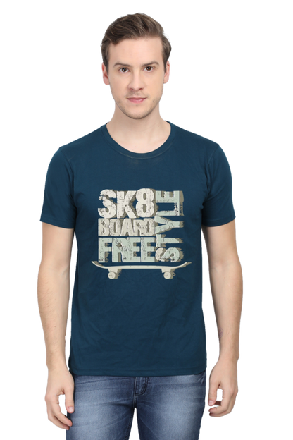 Skate Board Free Style Men's T Shirt Petrol Blue